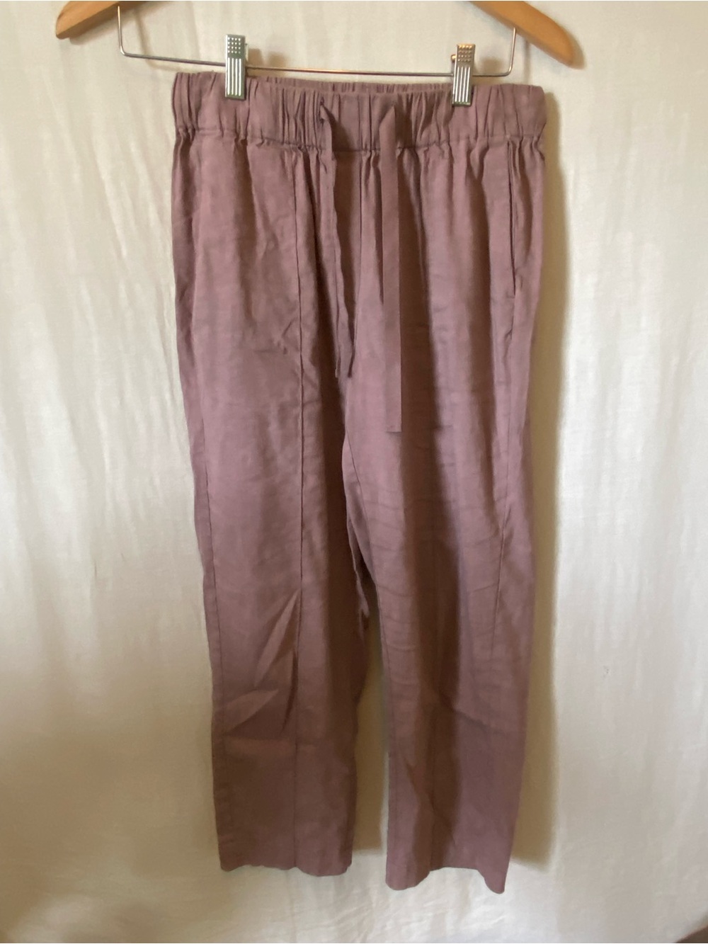 Babaton Aritzia Women’s Linen Blend Drawstring Chinos in Mauve - Small